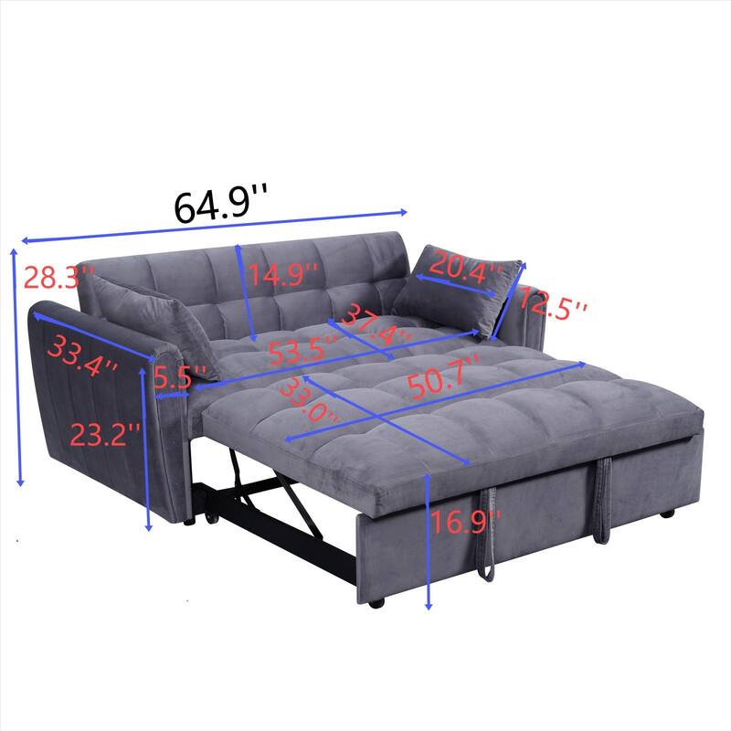 Foldable Velvet Sofa Bed with Adjustable Back, 3-in-1 Convertible Futon for Small Spaces