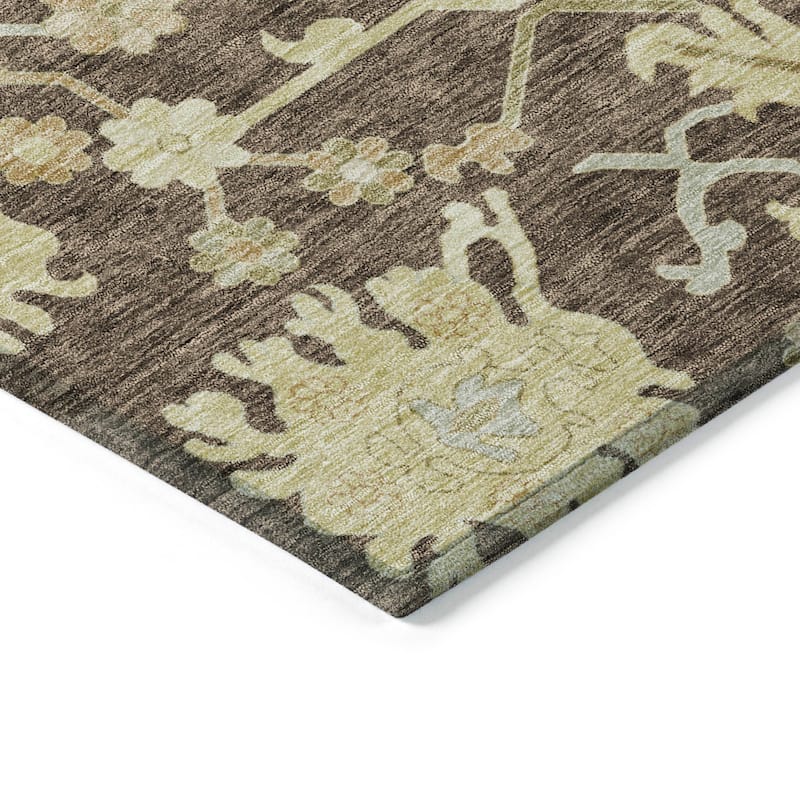 Machine Washable Indoor/ Outdoor Traditional Casual Chantille Rug