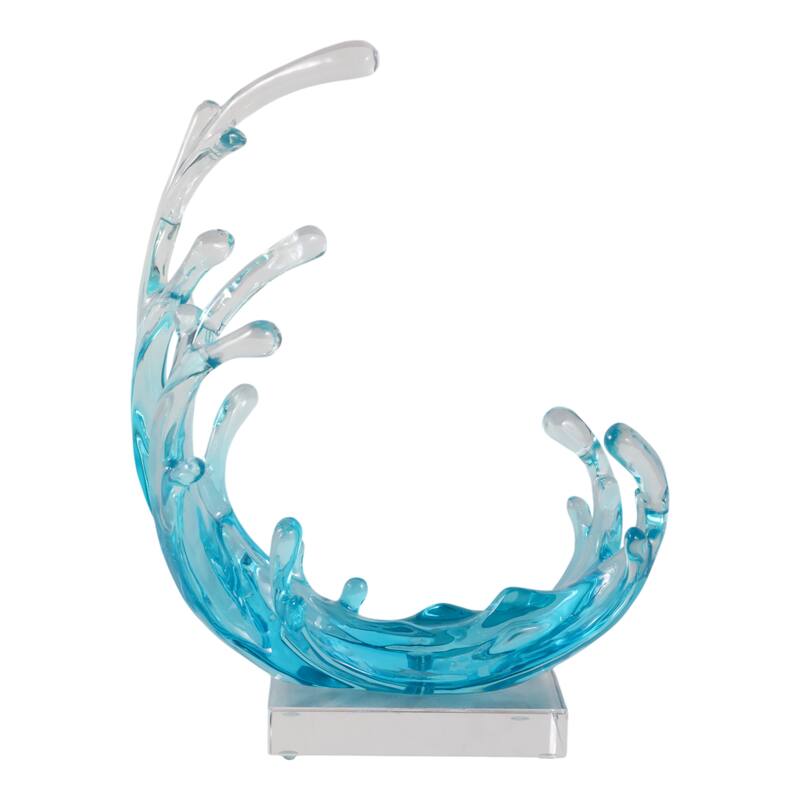Resin Sculpture Wave Abstract Modern Decorative Object - 11" Blue - 8.75" x 4.25" x 10.5"