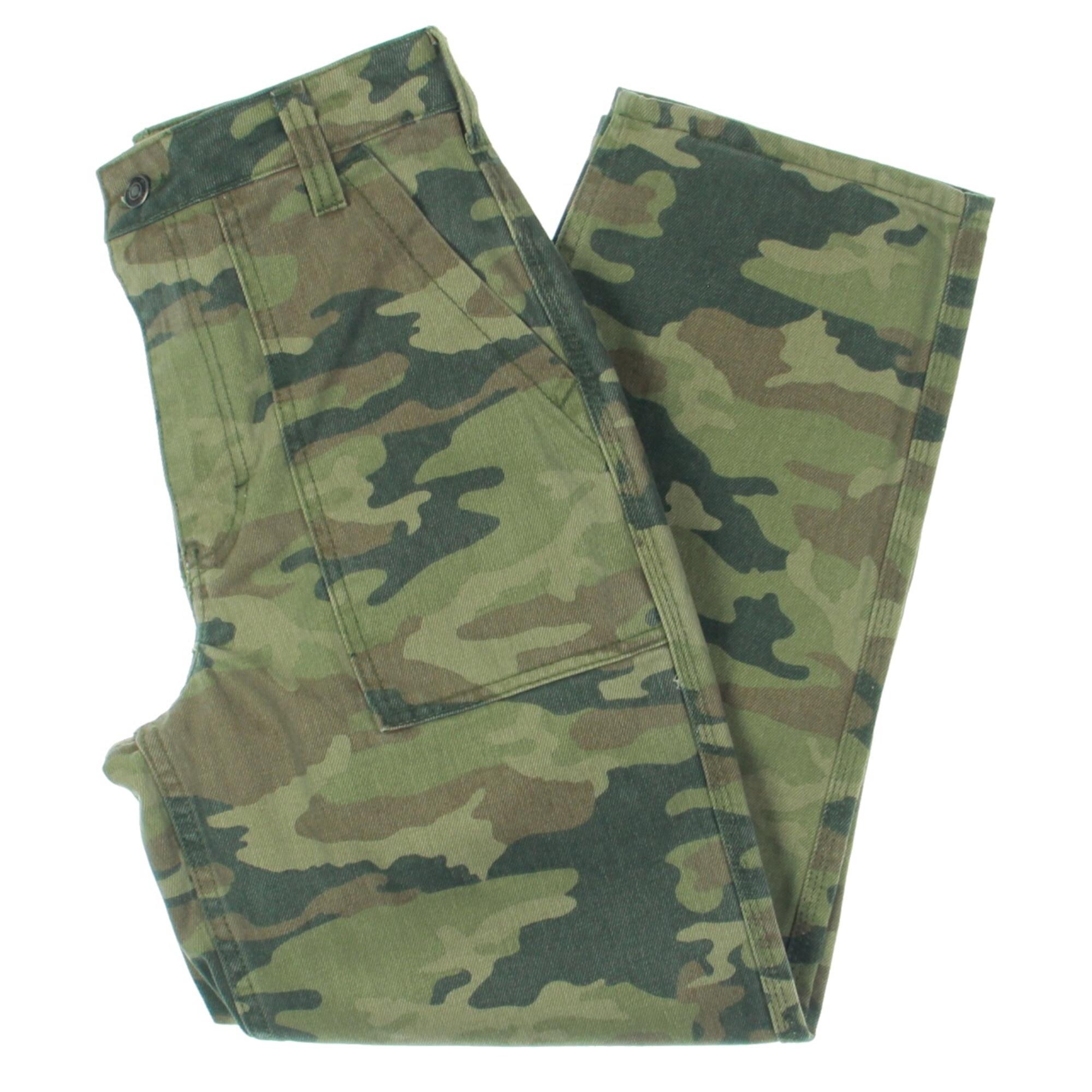 Shop Free People Womens Straight Leg Pants High Rise Denim Camo Overstock 31445940