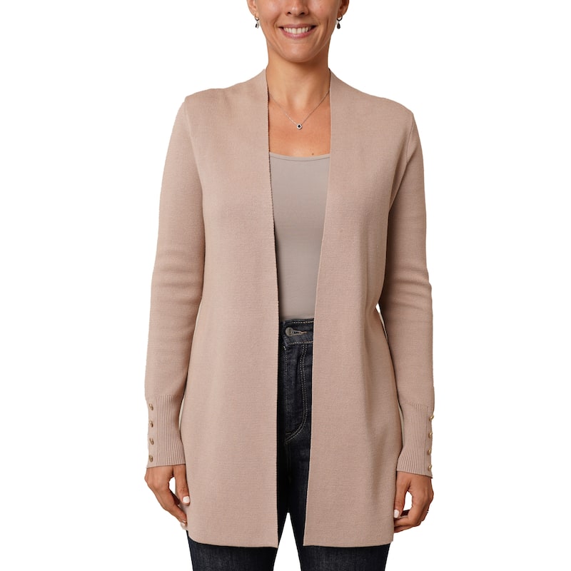 Cyrus Knit Open-Front Cardigan - XS - Warm Taupe