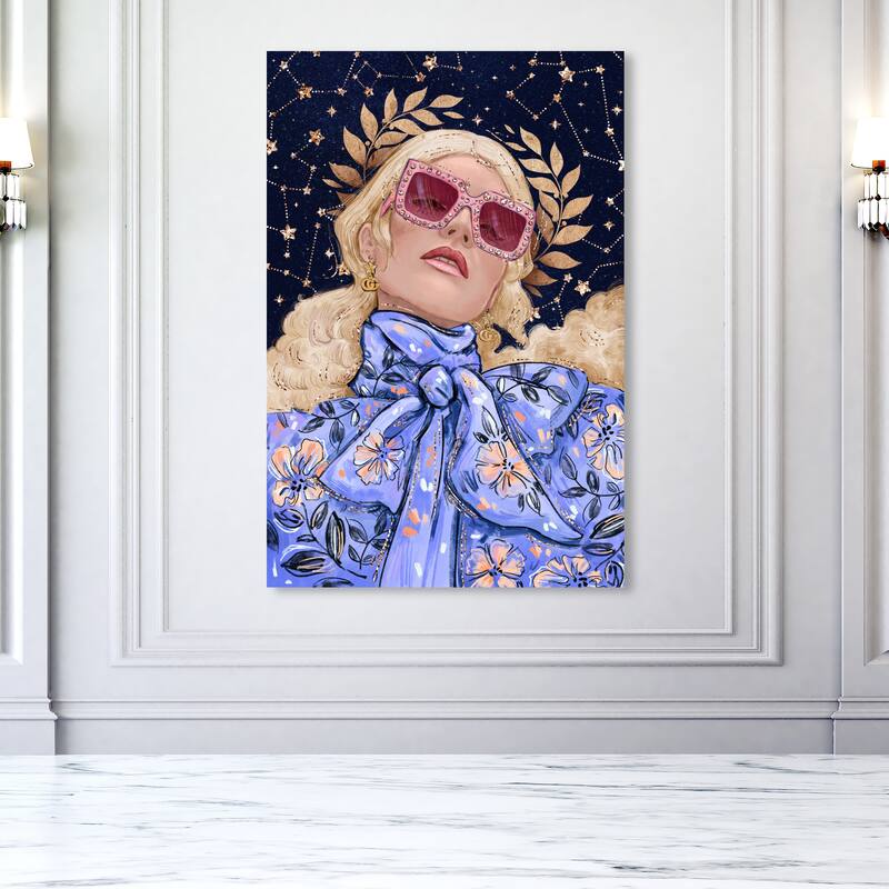 Wynwood Studio Fashion and Glam Golden Locks and Stars Yellow and Light Yellow Glam Wall Art Canvas Print - 54 x 36