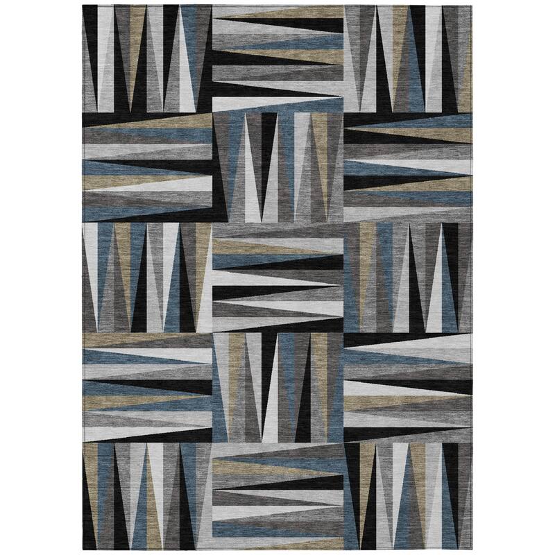 HomeRoots Geometric Transitional Rectangle Outdoor Rug