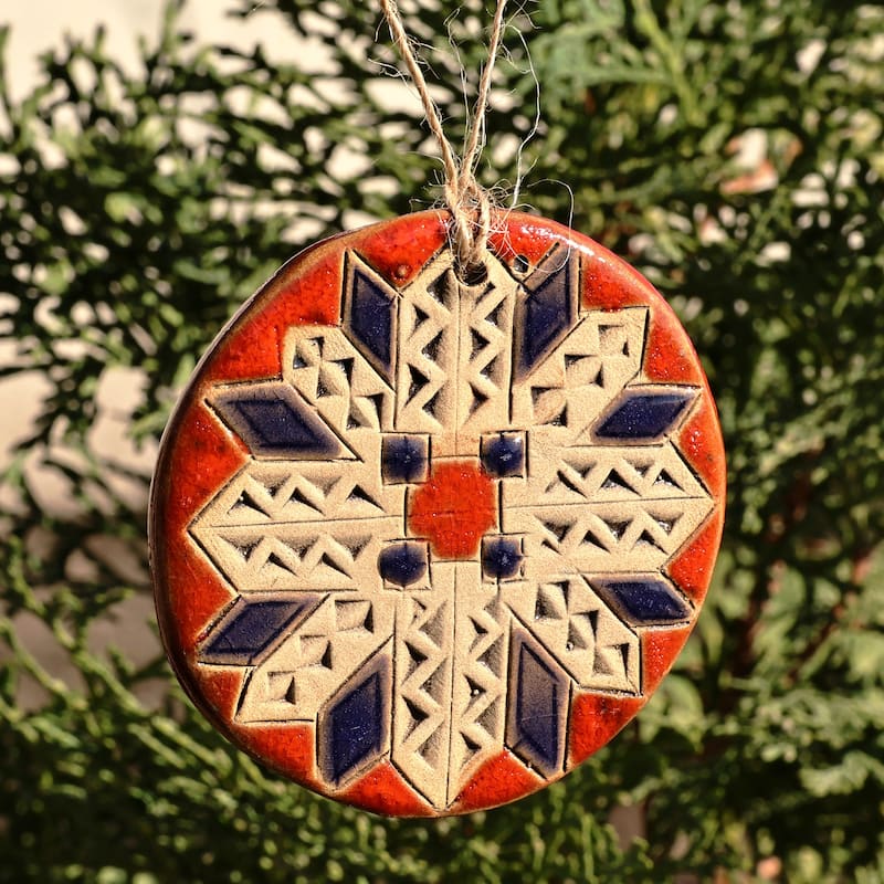 Novica Handmade Crimson Blessings Ceramic Home Accent