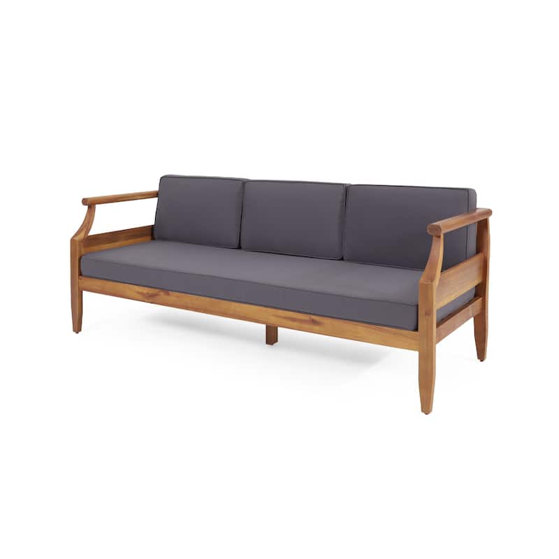 Aston Outdoor Acacia Wood 3 Seater Sofa by Christopher Knight Home