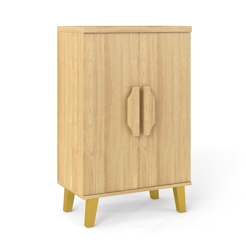 Natural Wood Buffet Sideboard Storage Cabinet with Double Doors Modern Accent Console Table for Living Room or Dining Room