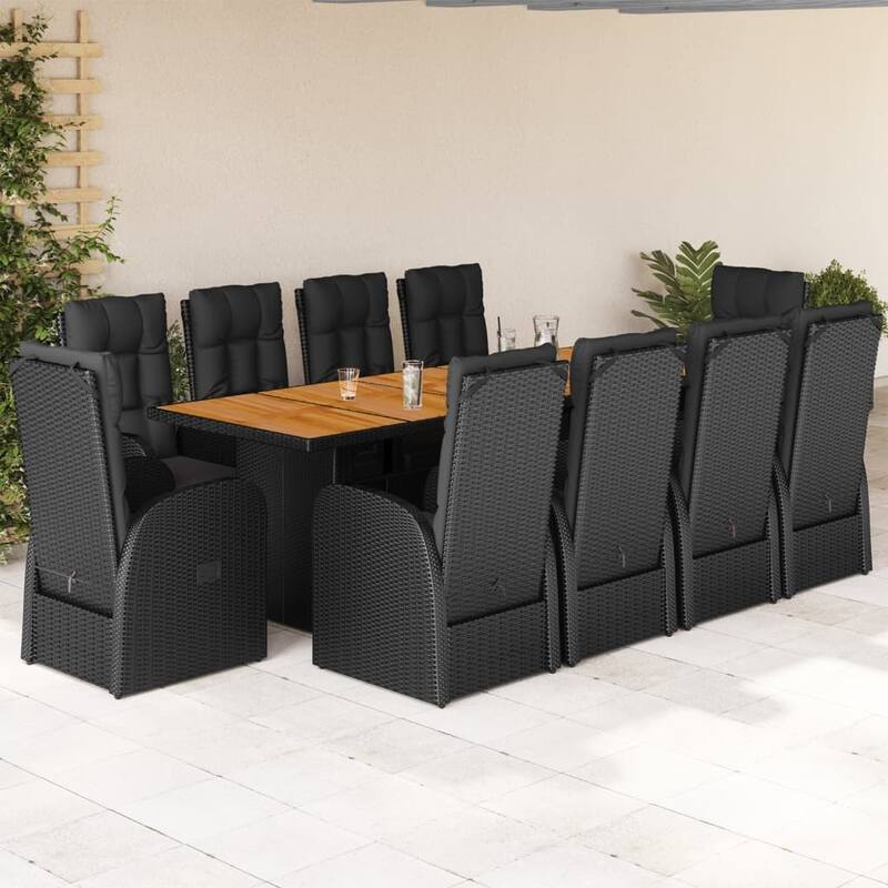 vidaXL Garden Dining Set Black - 35.4 x 94.5 x 29.5 - Black-reclining chair/ (Wood)