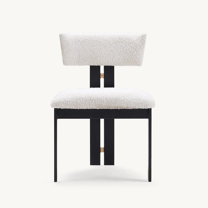 Boucle Fabric Contemporary Dining Armless Chairs with Metal Frame