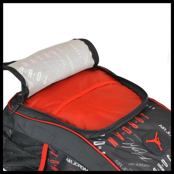 Shop Nike Air Jordan Jumpman Signature Logo Black Red Print School Backpack Overstock 22839834