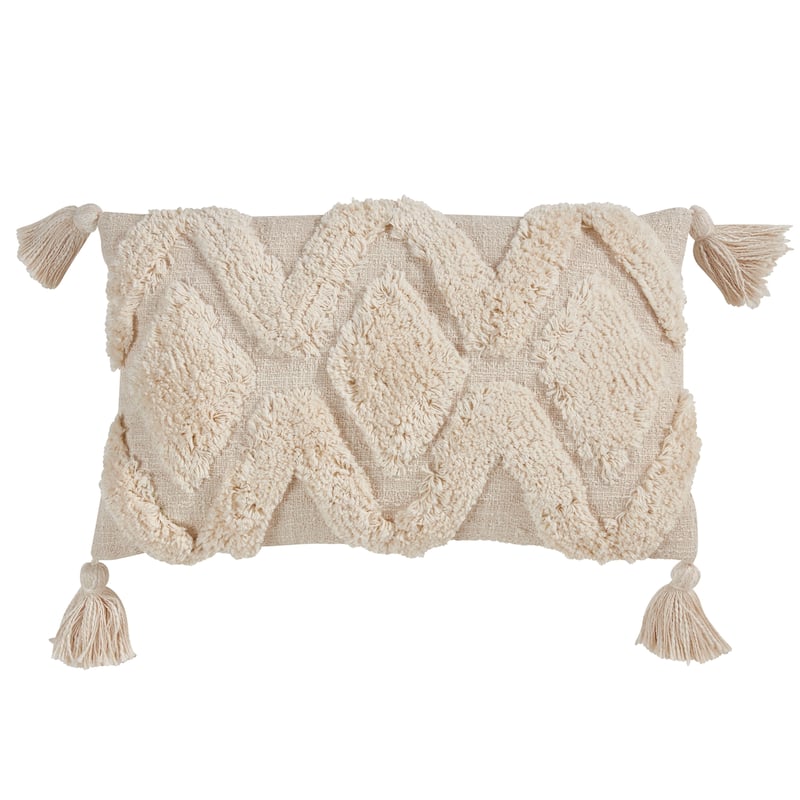 Tufted Diamond Design Lumbar Throw Pillow - Feather Down - 13"x20"