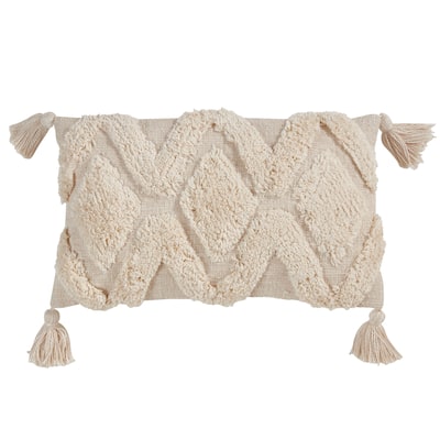 Tufted Diamond Design Lumbar Throw Pillow