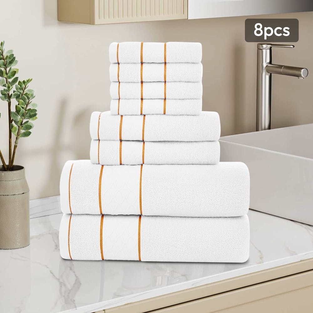 JML 8-Piece Cotton Bath Towel Set - Hotel Quality Bathroom Towels