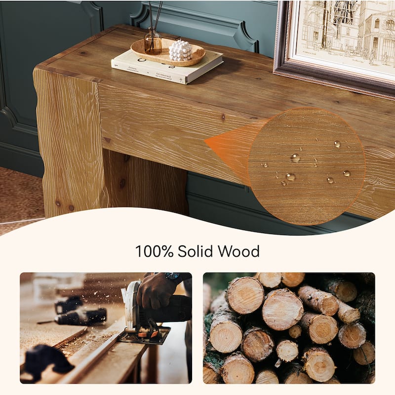 Solid Wood TV Stand for 65 Inches TV, 63 Inches Rustic Media Console