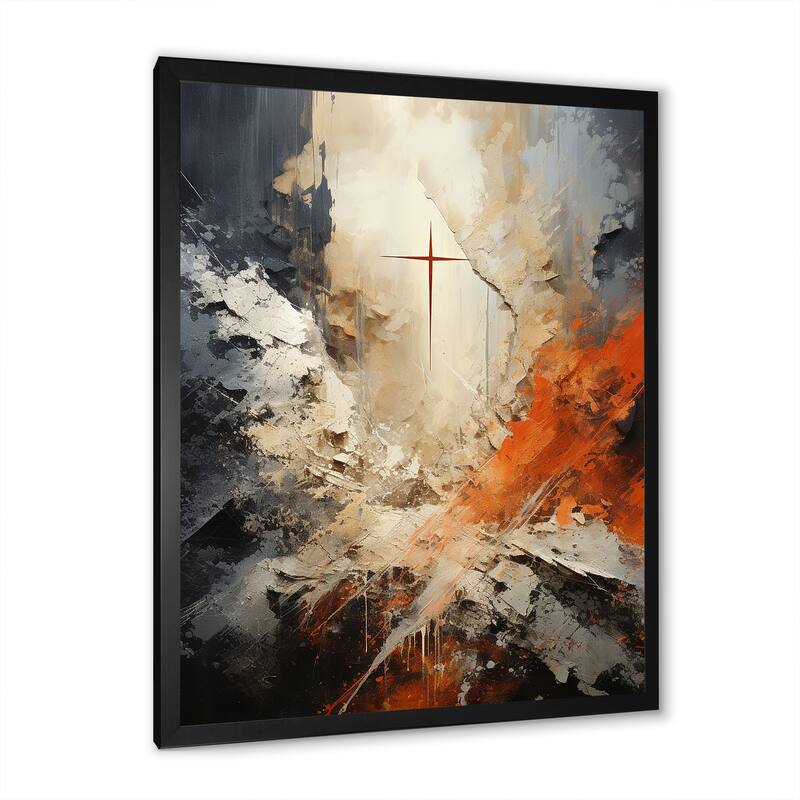 Designart "Minimalism Christianity Cross Dream" Christianity Framed Canvas Art Print