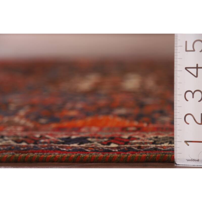 Hand Knotted Oriental 100% Wool Carpet Traditional Tribal Navy Blue & Blues Shiraz Area Rug - 5' 4'' X 3' 8''