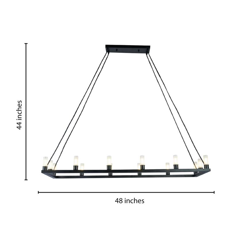Zinak Black 14-Light Linear Frame 47-Inch Chandelier