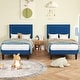 preview thumbnail 22 of 70, Kids Bed Frame, Height Adjustable Upholstered Bed, Twin Size Bed Set of 2 Dark Blue