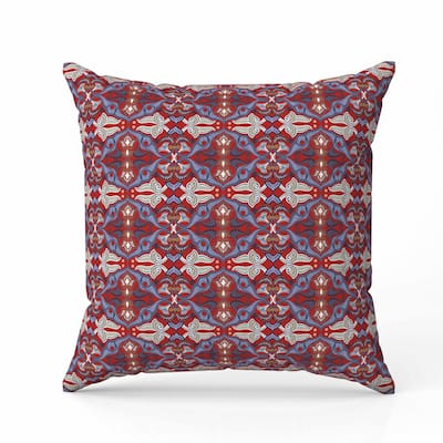 Floral Elegance Faux Suede Reversible Throw Pillow Red and Blue