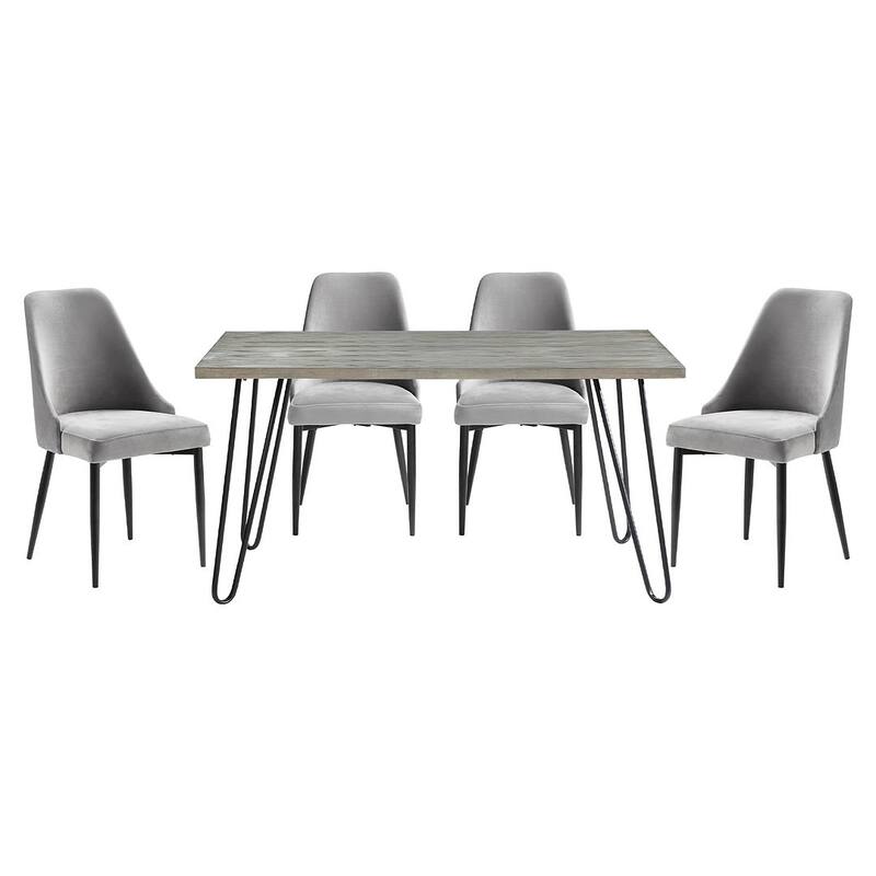 Modern 5-Piece Dining Set in Wood Finish with Metal Frame Stylish