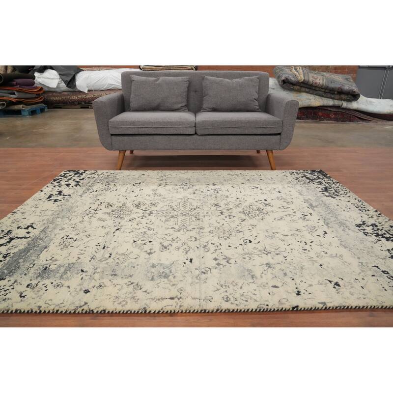 Hand Knotted Oriental 100% Wool Carpet Modern Medallion Beige & Ivories Gabbeh Area Rug - 7' 6'' X 5' 4''