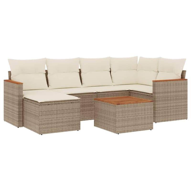 vidaXL Patio Sofa Set with Cushions Outdoor Conversation Furniture Poly Rattan