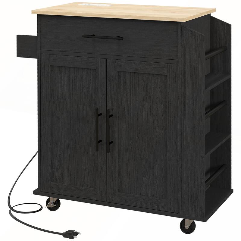 Rolling Kitchen Cart with AC Outlets and USB Ports