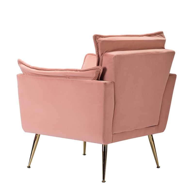 1ida Modern Velvet Tufted Padded Cushion Armchair with Golden Metal Legs by HULALA HOME