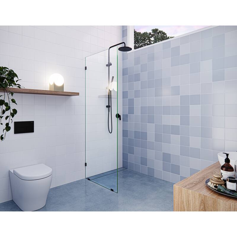 Vela 28.5 in. x 78 in. Fully Frameless Glass Shower Panel - Single Fixed Panel - Oil Rubbed Bronze