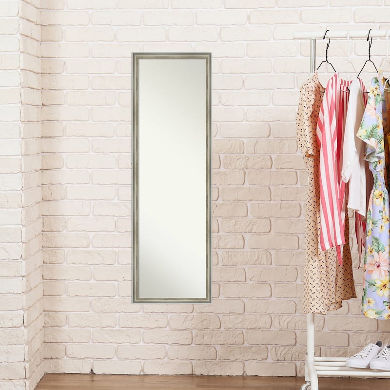 Salon Scoop Non-Beveled Wood Framed Full-Length On the Door Mirror - Glass Size 14x48