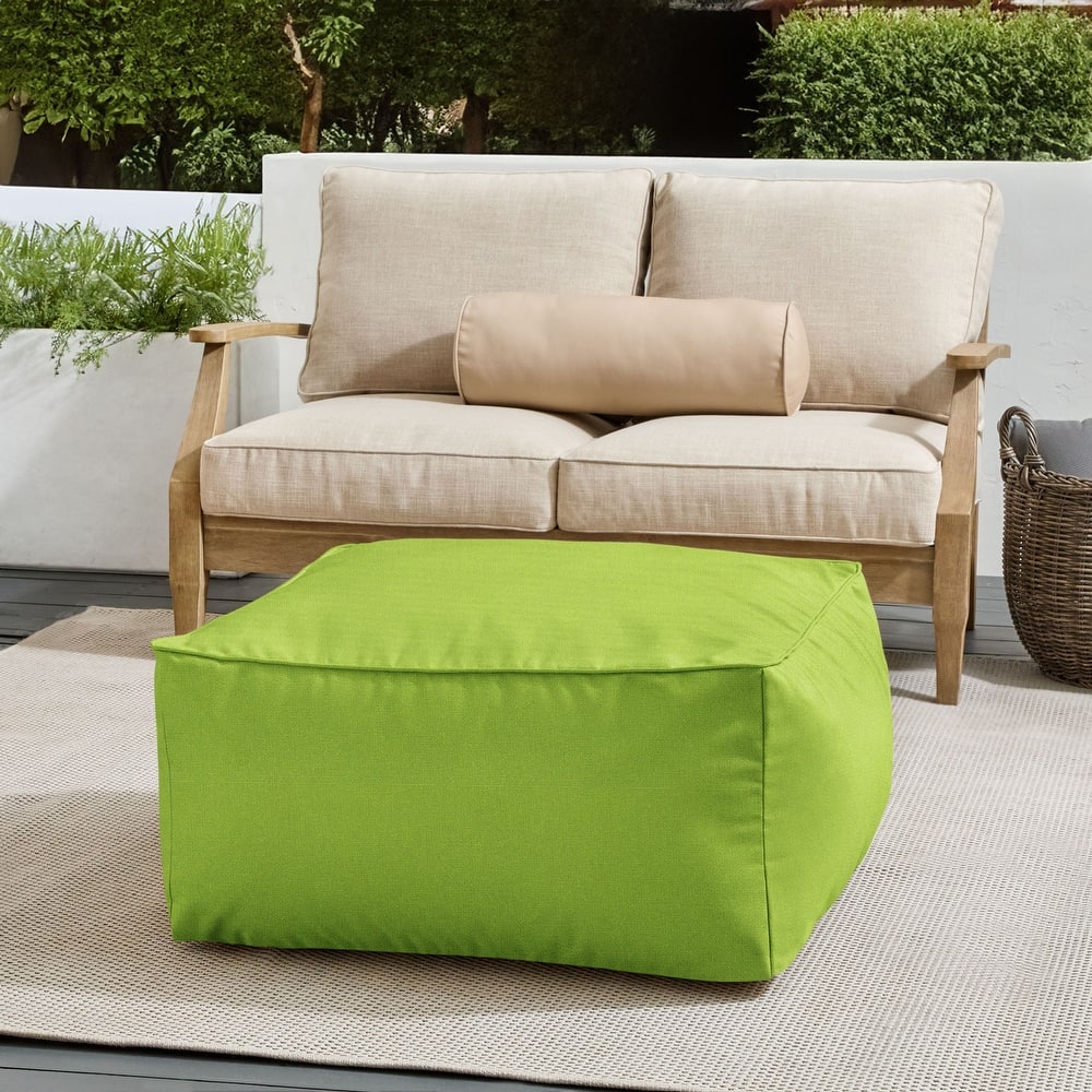 Sorra Home Sunbrella Outdoor Corded Solid Bean Pouf