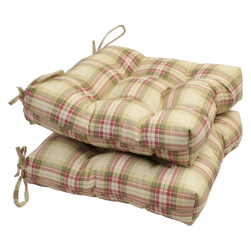 16-inch Square Back Tufted Indoor Chair Cushion (Set of 2, 4, or 6, Multiple Fabrics) - 16 x 16