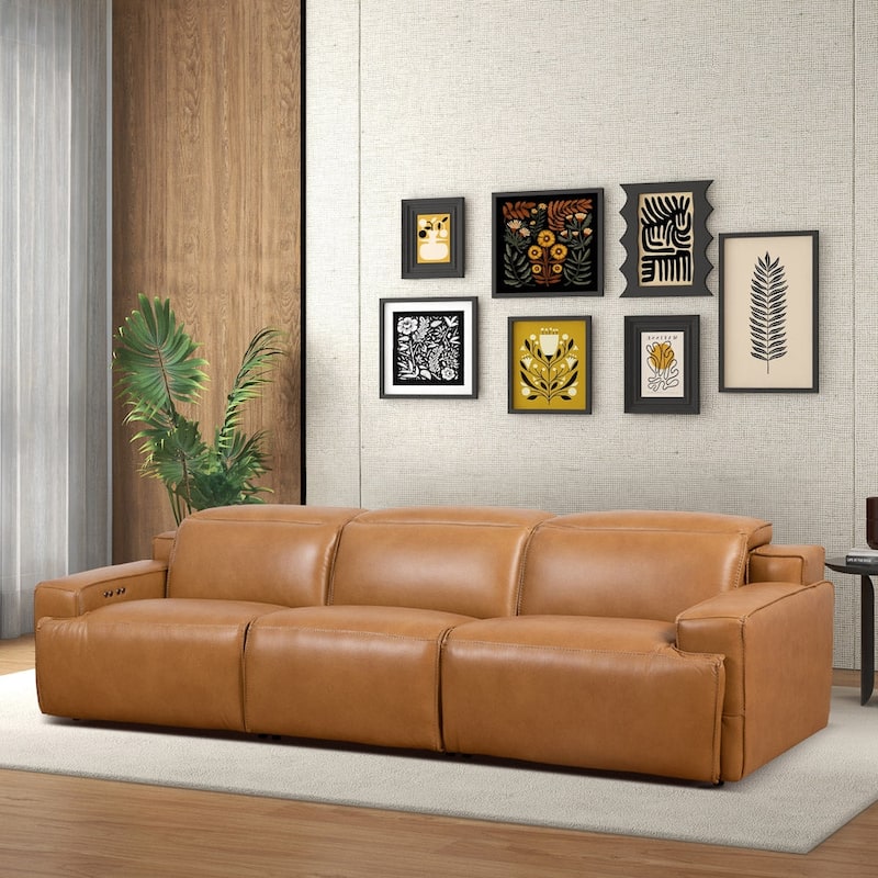 GDFStudio - Urbana Top-Grain Leather Triple Power Recliner Sofa