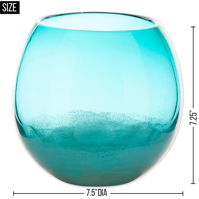 11.75" Aqua Blue Contemporary Solid Fish Bowl Vase