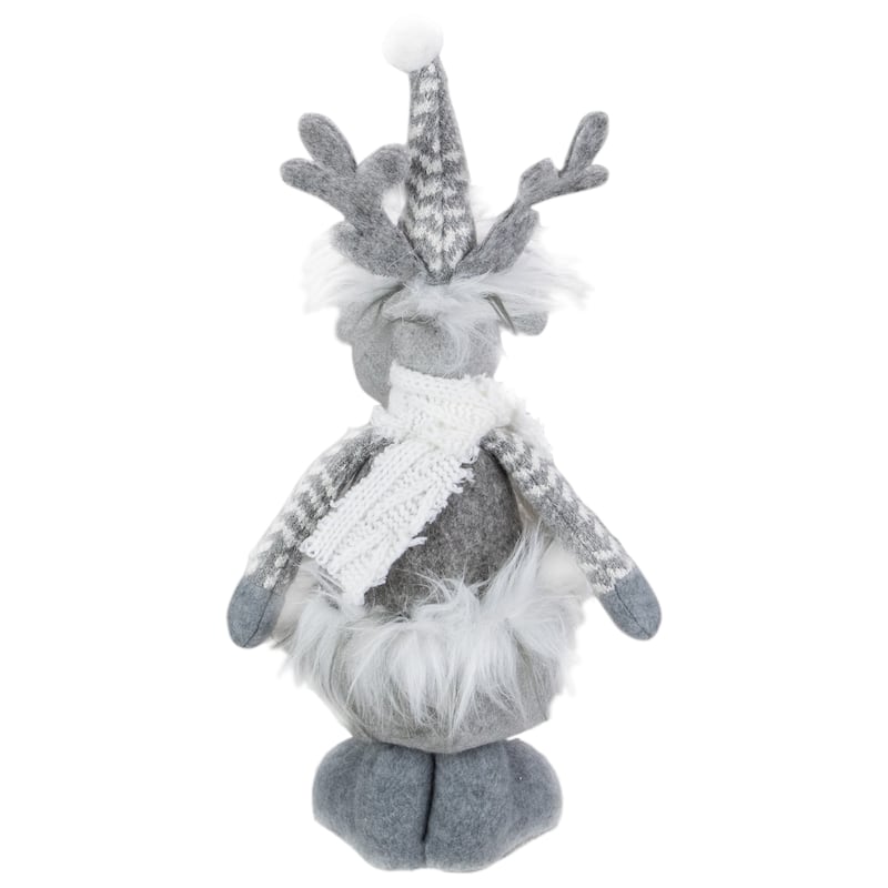 12-Inch Gray and White Standing Tabletop Moose Christmas Figure - 12"