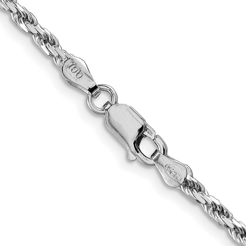 Curata 925 Sterling Silver Rhodium 2.5mm Diamond Cut Rope Chain Necklace for Men