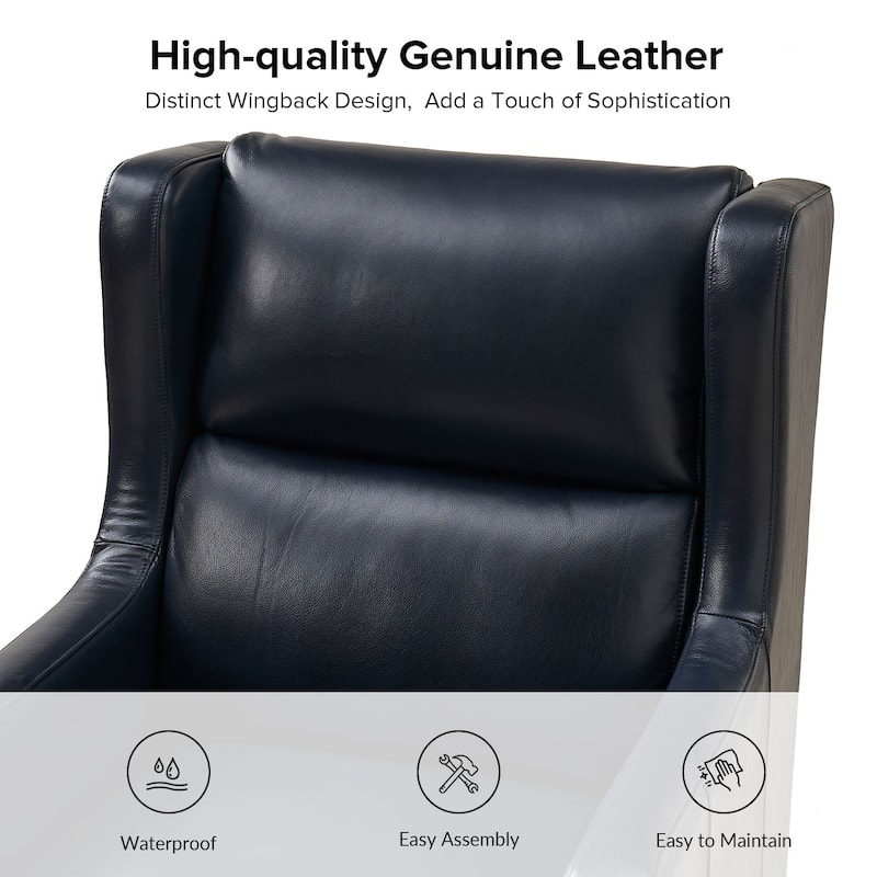 Erich Genuine Leather Wingback Armchair with Pillow by HULALA HOME