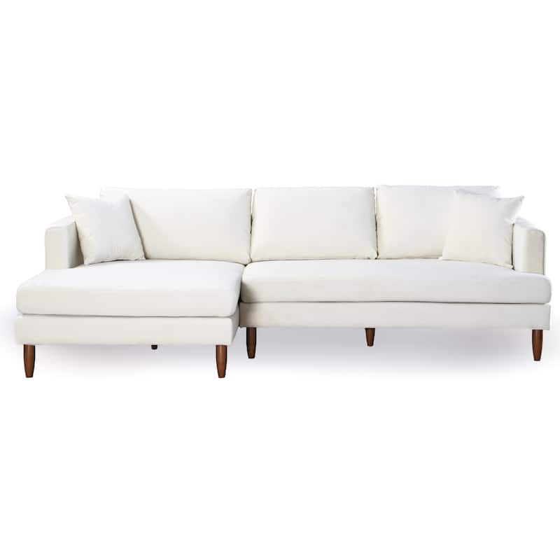 Diana Mid-Century Modern L-Shaped Pillow Back Velvet Sectional Sofa