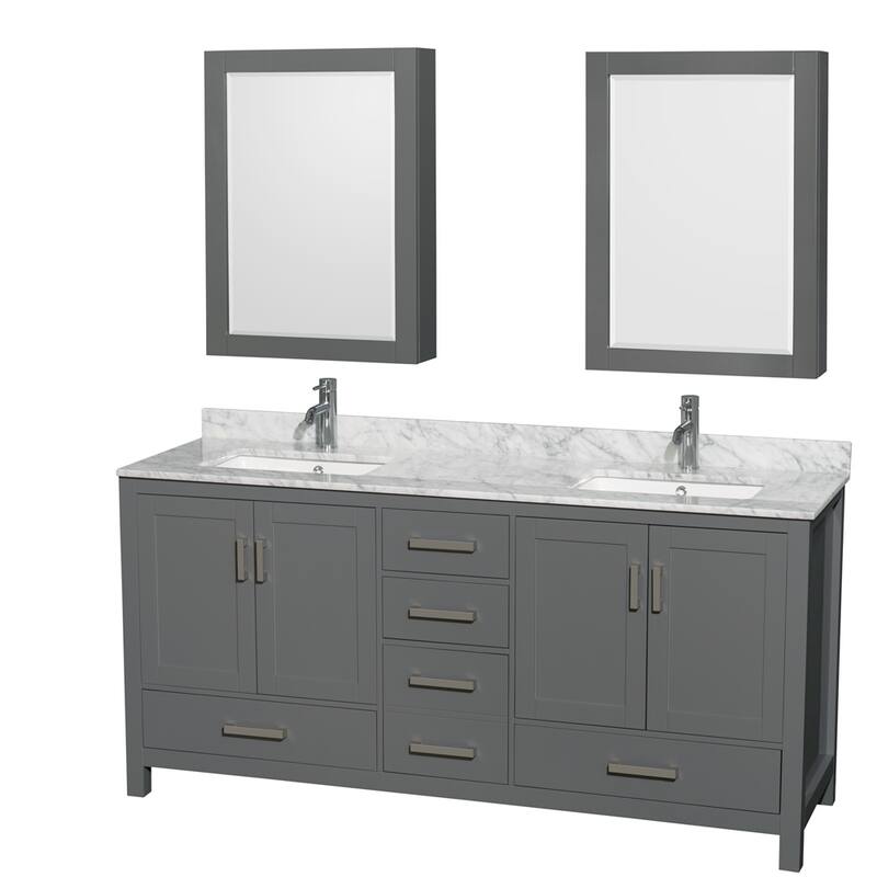 Wyndham Collection Sheffield Double Vanity Set, Medicine Cabinets