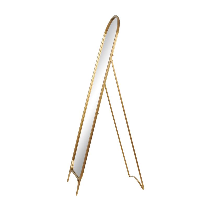 Metal Arched Freestanding Foldable Floor Mirror - Gold - Roche River Decor - 24"W x 18"L x 65"H