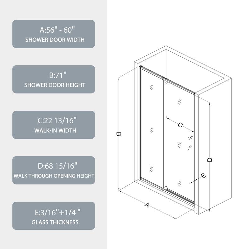 Pivot Frame Sliding Shower Door with 6mm Tempered Glass