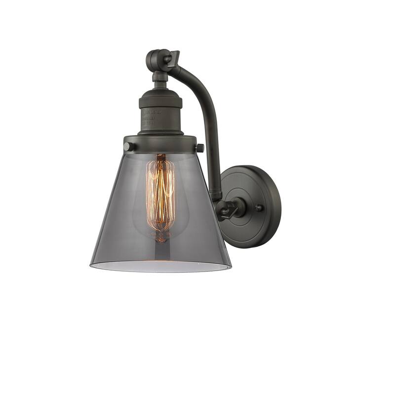 Innovations Lighting Small Cone Single Light 12" Tall Wall Sconce - Oiled Rubbed Bronze / Smoked