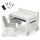 preview thumbnail 3 of 28, Costway Kids Drawing Table & Chair Set for Reading Playing with Pens & - See Details Gray+White