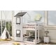 preview thumbnail 3 of 7, Modern Twin Over Twin Bunk Bed Saves Space Wood Bed with Roof, Full-length Guardrail, Ladder,Window