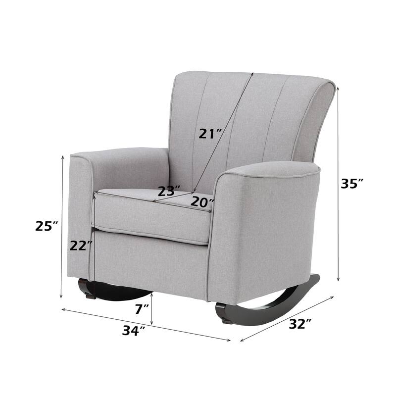 Light Gray Linen Rocking Chair