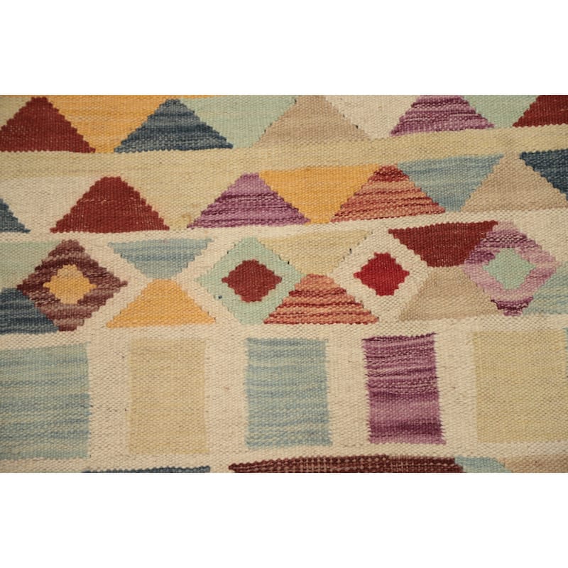 Hand Woven Oriental 100% Wool Carpet Southwestern Modern Multi-Colored Kilim Area Rug - 4' 10'' X 3' 1''