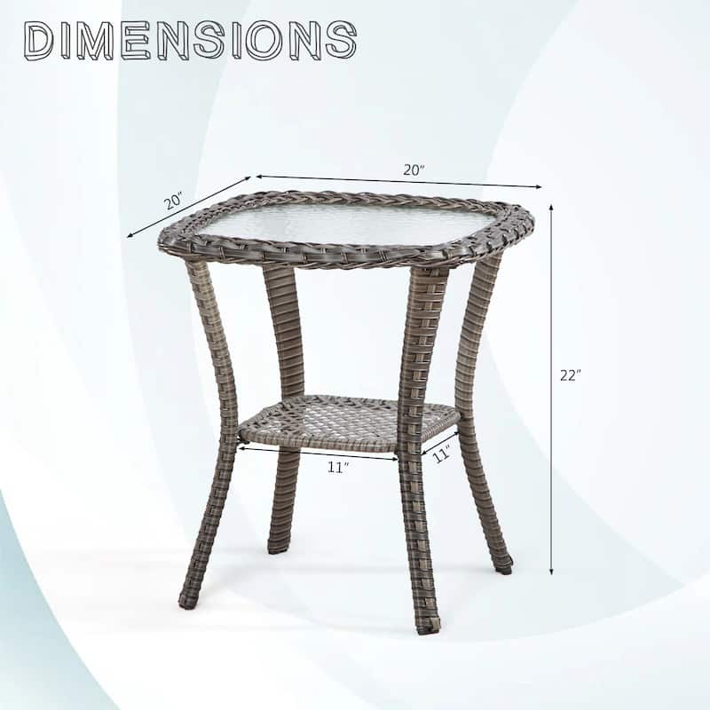 Cozywor Wicker Outdoor Patio Coffe Table Square Side Table
