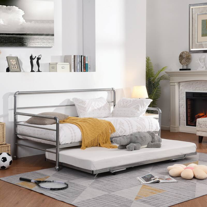 Twin Size Daybed with Adjustable Trundle