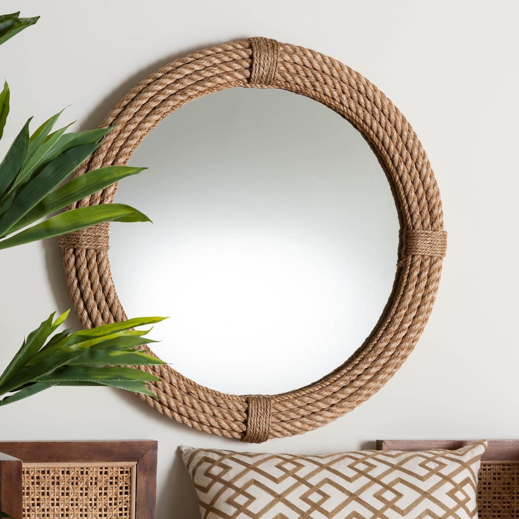 Manila Bohemian Woven Rope Accent Wall Mirror - Natural