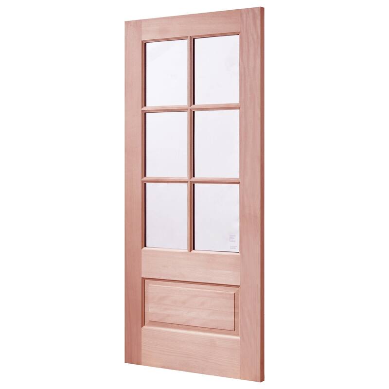 6-Lite African Mahogany Wood Unfinished Exterior Front Door with Glass Panels