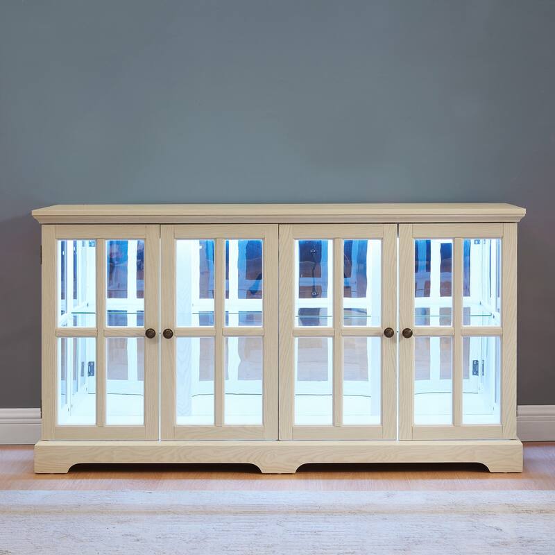 LED Curio Display Cabinet Antique Display Cabinet with Glass Doors
